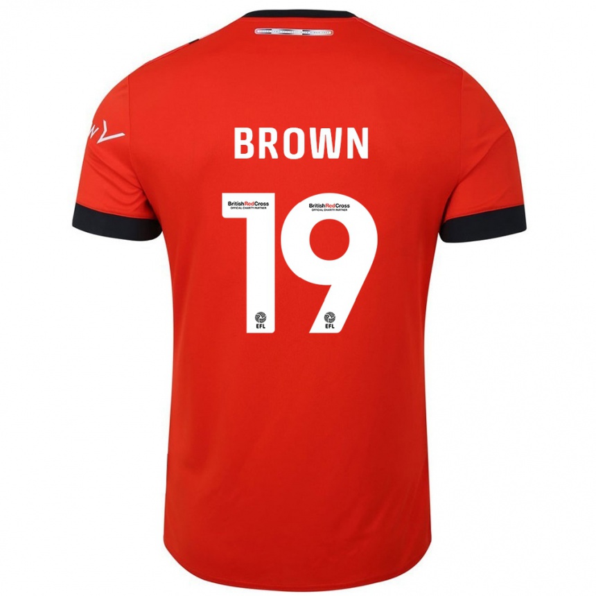 Kinder Fußball Jacob Brown #19 Orange Schwarz Heimtrikot Trikot 2024/25 T-Shirt Luxemburg