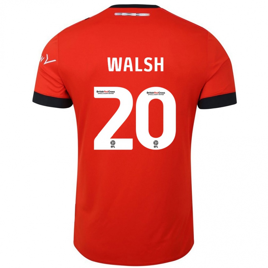 Kinder Fußball Liam Walsh #20 Orange Schwarz Heimtrikot Trikot 2024/25 T-Shirt Luxemburg