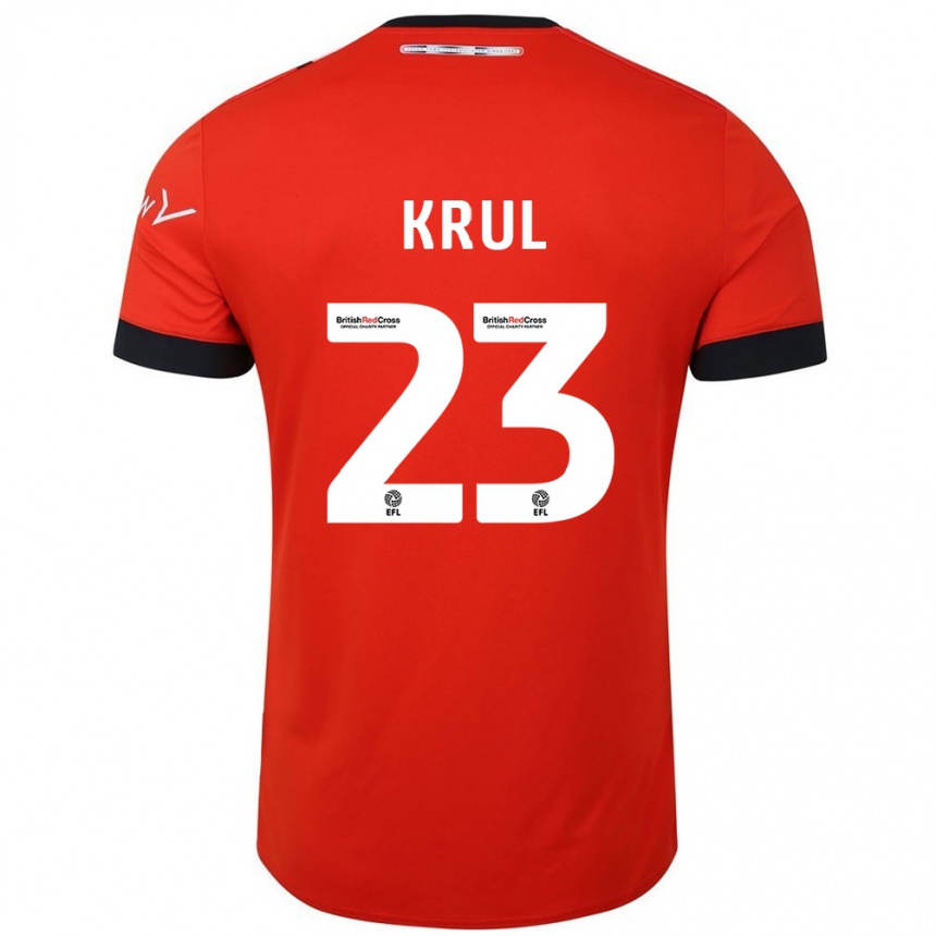 Kinder Fußball Tim Krul #23 Orange Schwarz Heimtrikot Trikot 2024/25 T-Shirt Luxemburg