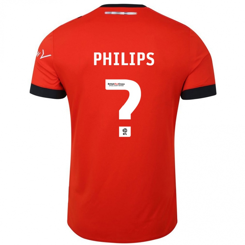 Kinder Fußball Joshua Philips #0 Orange Schwarz Heimtrikot Trikot 2024/25 T-Shirt Luxemburg