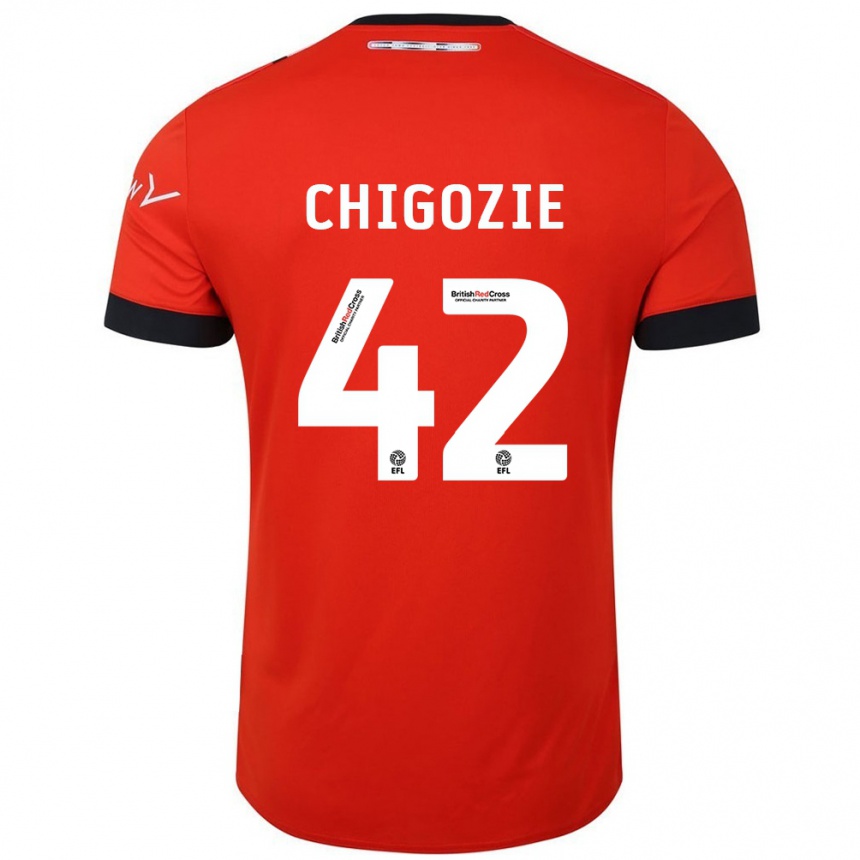 Kinder Fußball Christian Chigozie #42 Orange Schwarz Heimtrikot Trikot 2024/25 T-Shirt Luxemburg