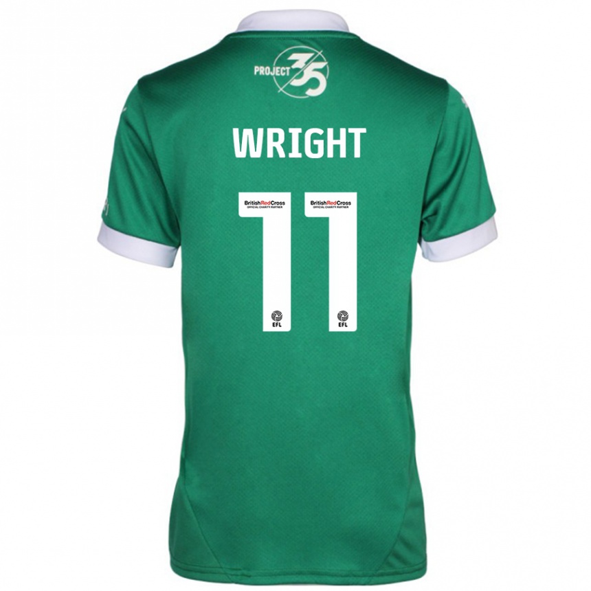 Kinder Fußball Callum Wright #11 Grün Weiß Heimtrikot Trikot 2024/25 T-Shirt Luxemburg