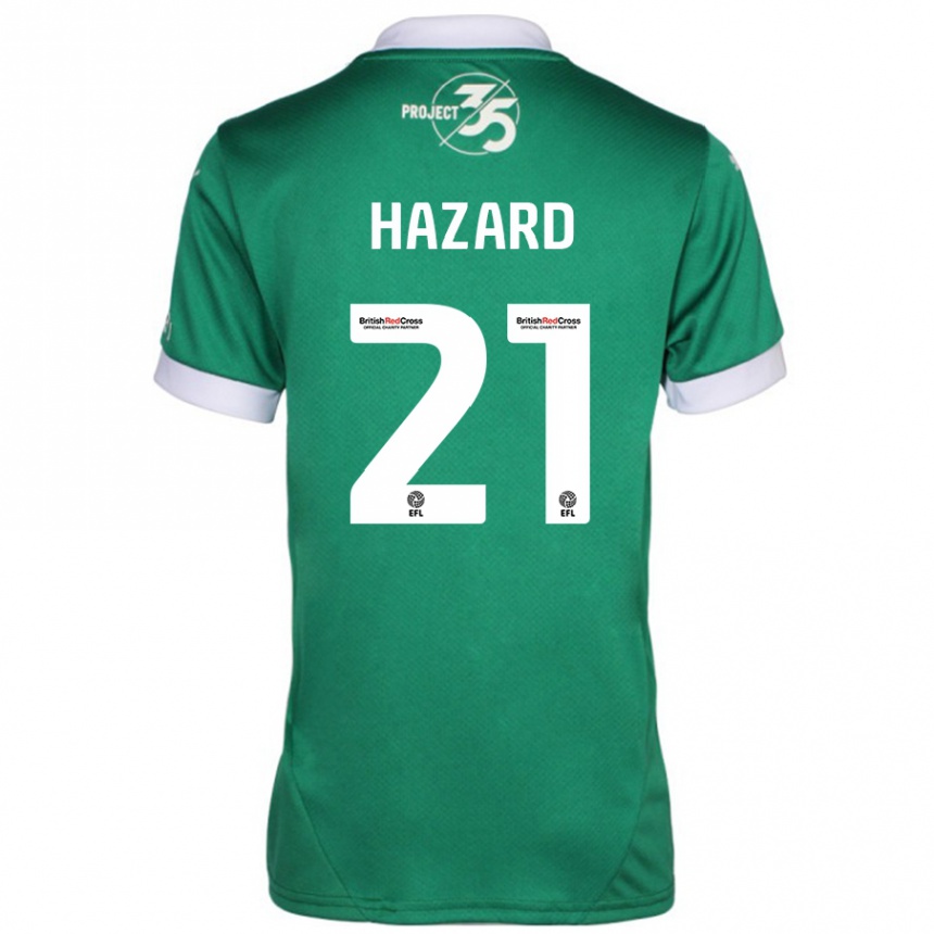 Kinder Fußball Conor Hazard #21 Grün Weiß Heimtrikot Trikot 2024/25 T-Shirt Luxemburg