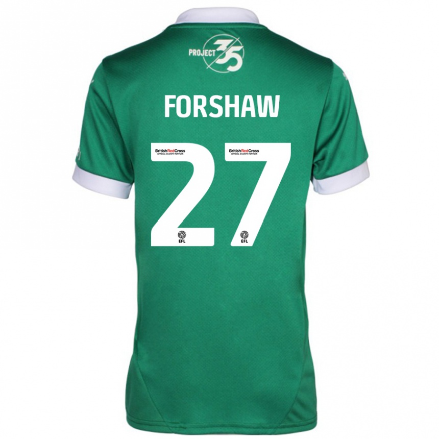 Kinder Fußball Adam Forshaw #27 Grün Weiß Heimtrikot Trikot 2024/25 T-Shirt Luxemburg