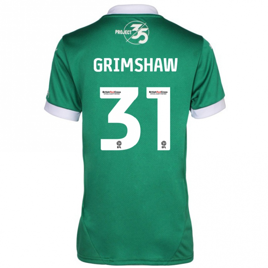 Kinder Fußball Daniel Grimshaw #31 Grün Weiß Heimtrikot Trikot 2024/25 T-Shirt Luxemburg