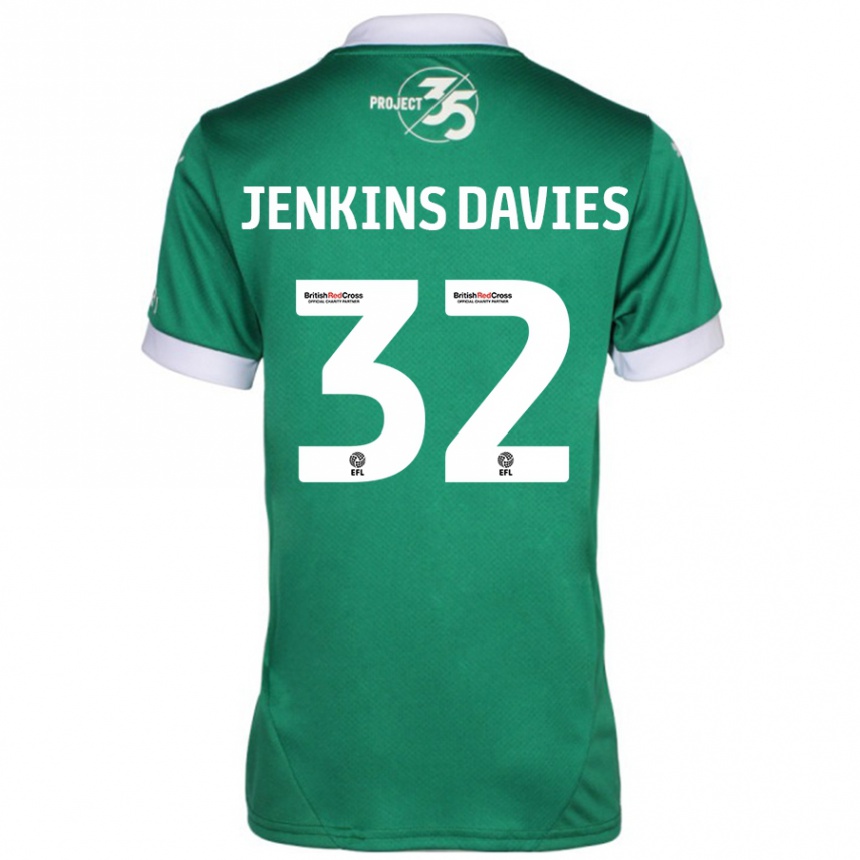 Kinder Fußball Will Jenkins-Davies #32 Grün Weiß Heimtrikot Trikot 2024/25 T-Shirt Luxemburg