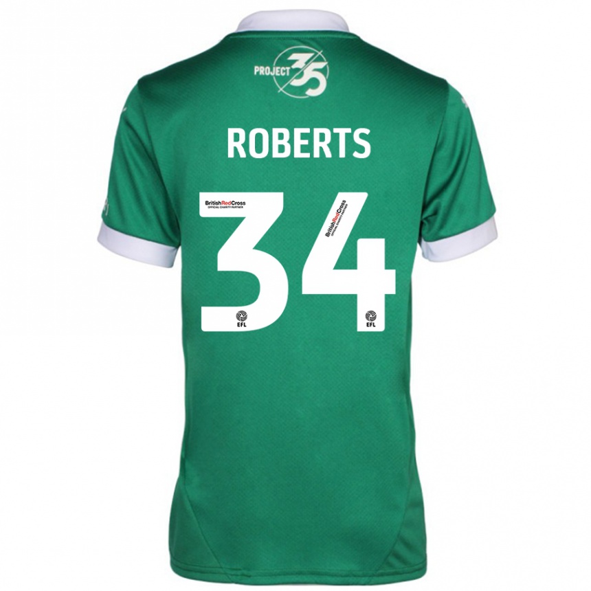 Kinder Fußball Caleb Roberts #34 Grün Weiß Heimtrikot Trikot 2024/25 T-Shirt Luxemburg