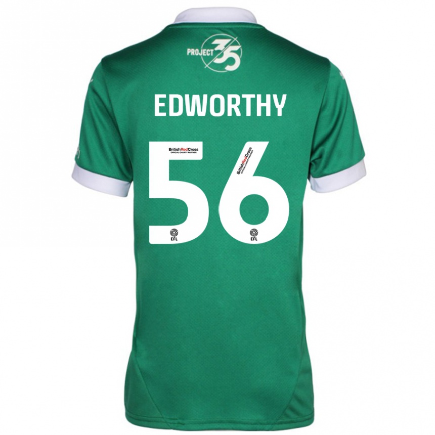 Kinder Fußball Kieran Edworthy #56 Grün Weiß Heimtrikot Trikot 2024/25 T-Shirt Luxemburg