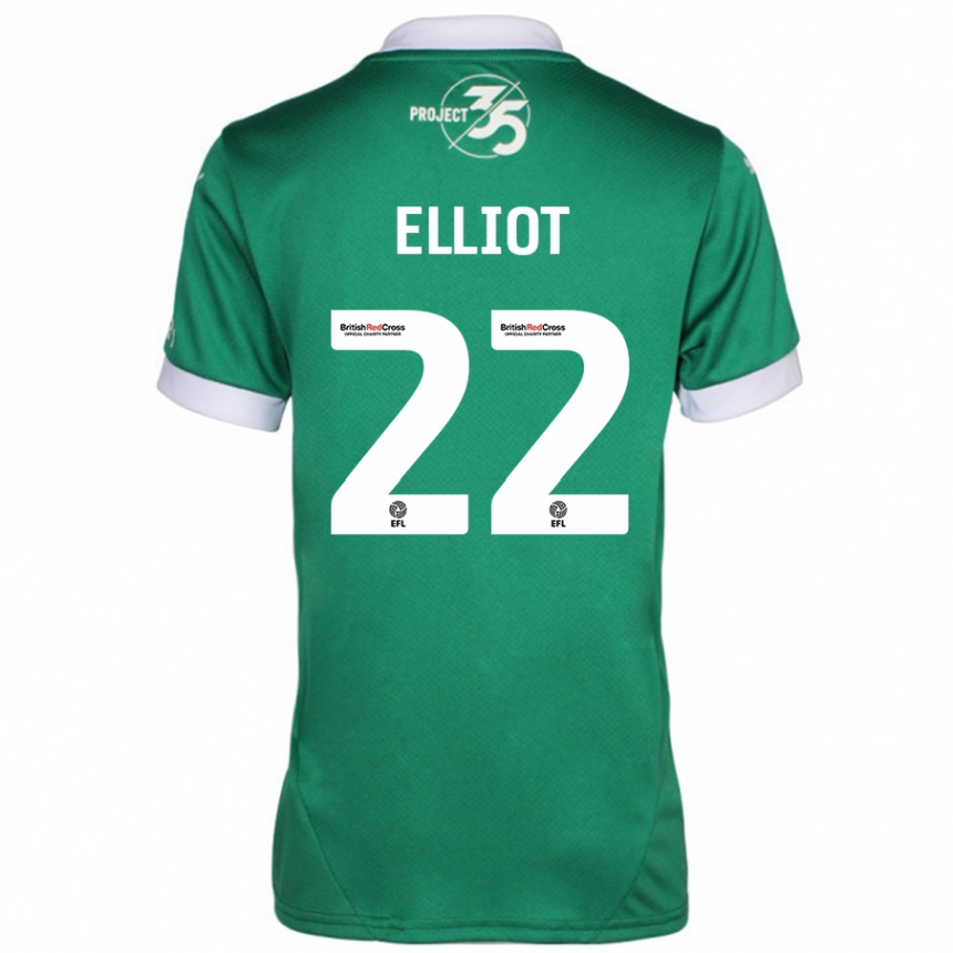 Kinder Fußball Emily Elliot #22 Grün Weiß Heimtrikot Trikot 2024/25 T-Shirt Luxemburg