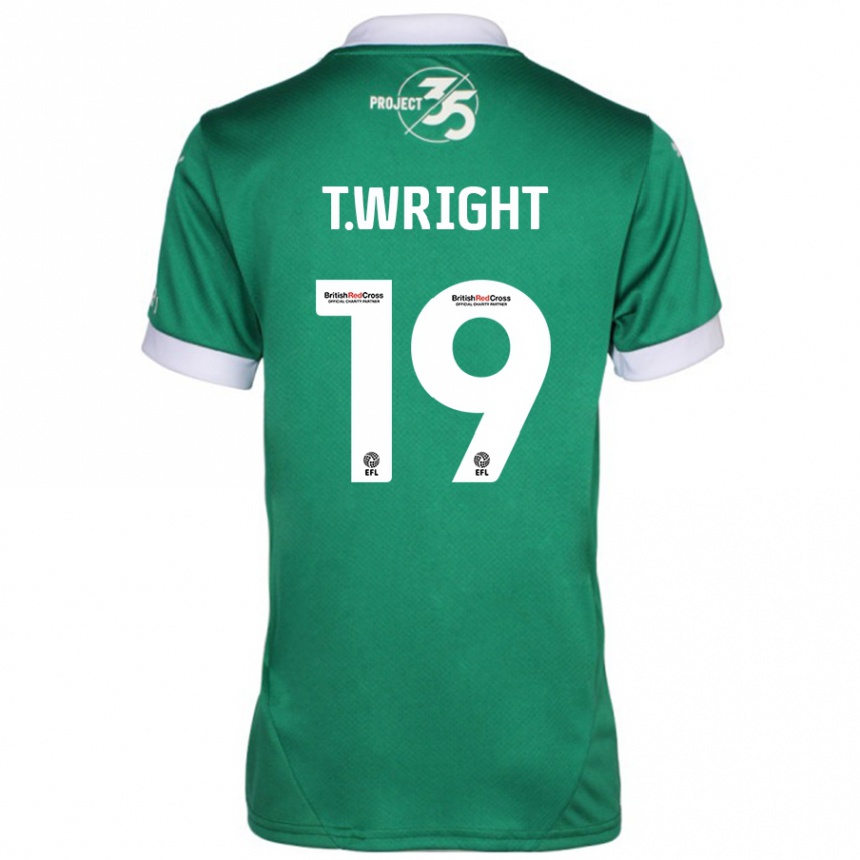 Kinder Fußball Tyreik Wright #19 Grün Weiß Heimtrikot Trikot 2024/25 T-Shirt Luxemburg