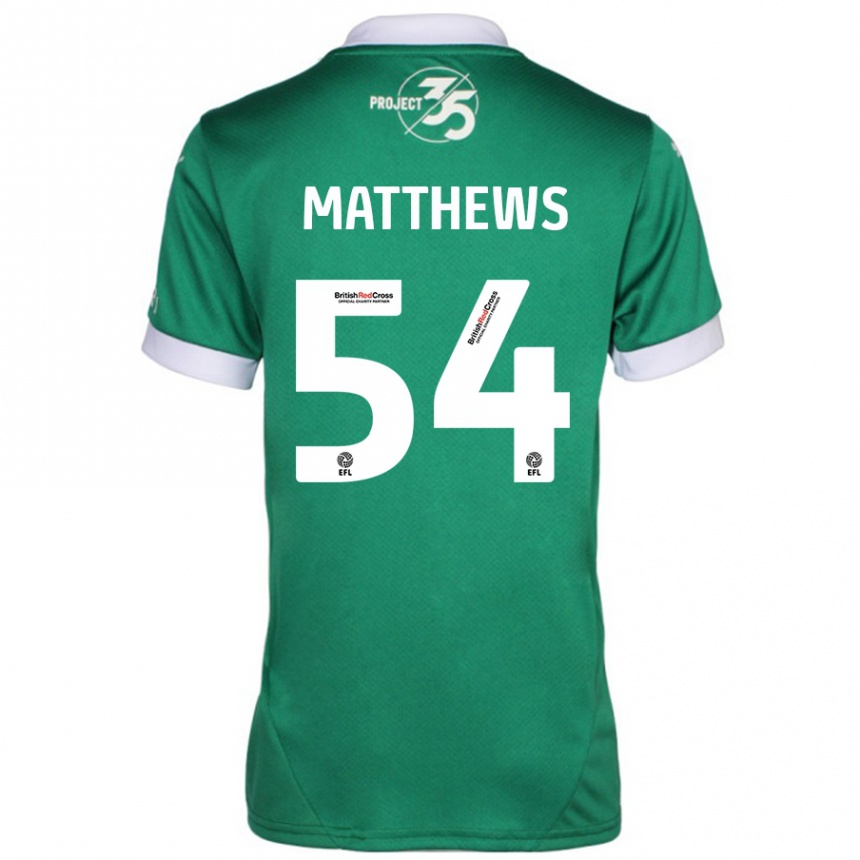 Kinder Fußball Jack Matthews #54 Grün Weiß Heimtrikot Trikot 2024/25 T-Shirt Luxemburg