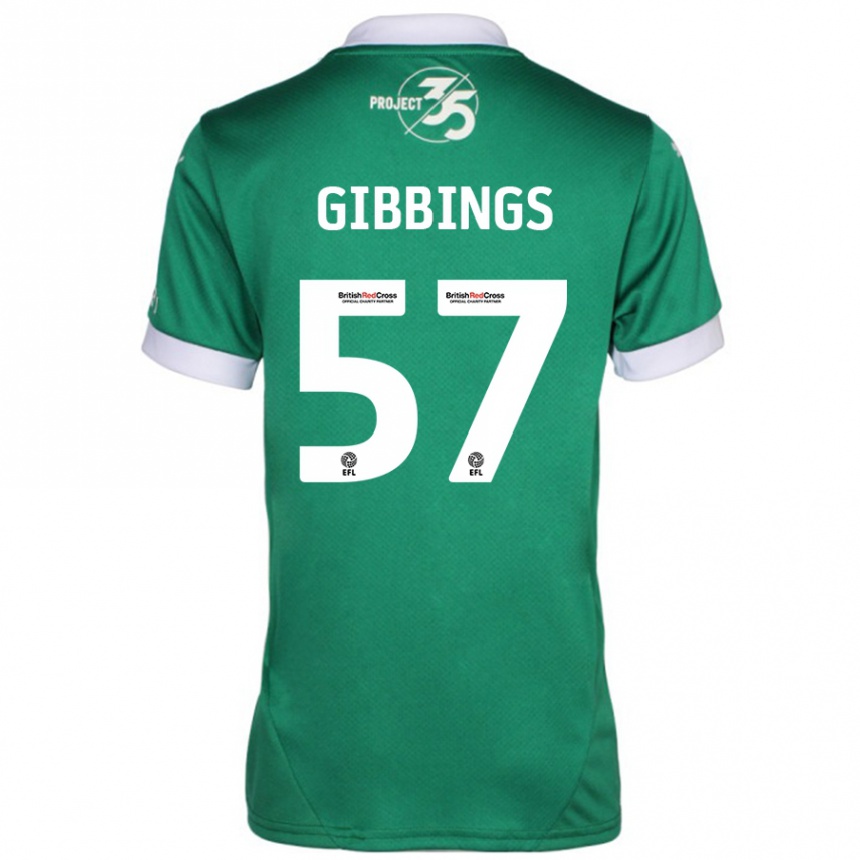 Kinder Fußball Cole Gibbings #57 Grün Weiß Heimtrikot Trikot 2024/25 T-Shirt Luxemburg