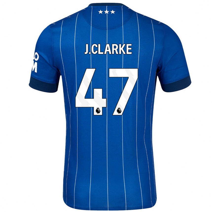 Kinder Fußball Jack Clarke #47 Marineblau Heimtrikot Trikot 2024/25 T-Shirt Luxemburg