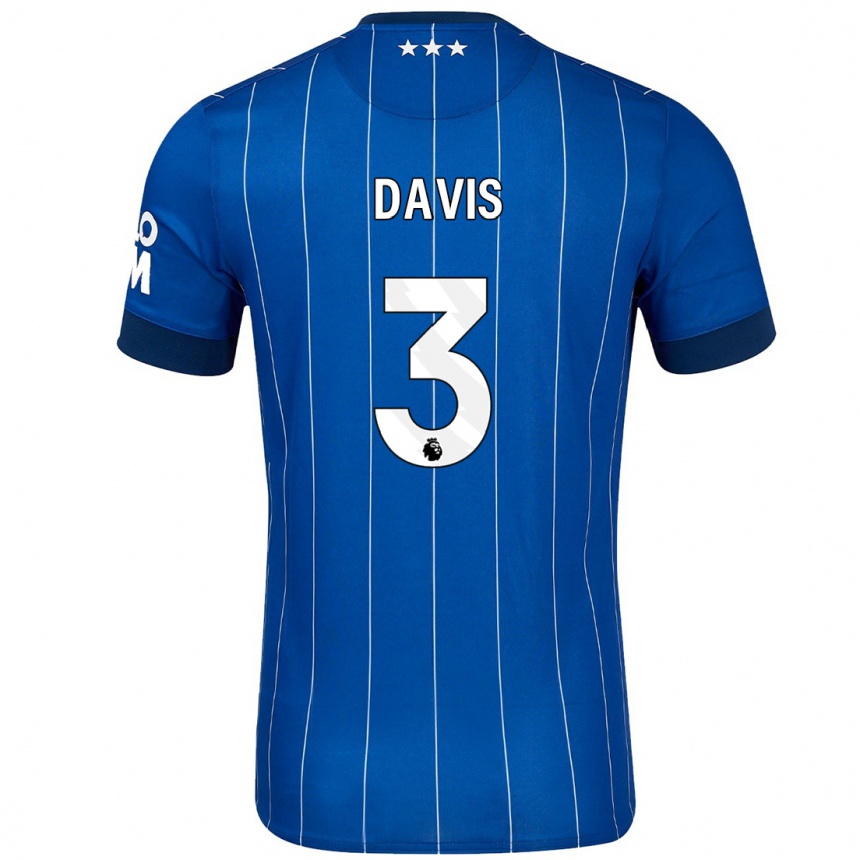 Kinder Fußball Leif Davis #3 Marineblau Heimtrikot Trikot 2024/25 T-Shirt Luxemburg