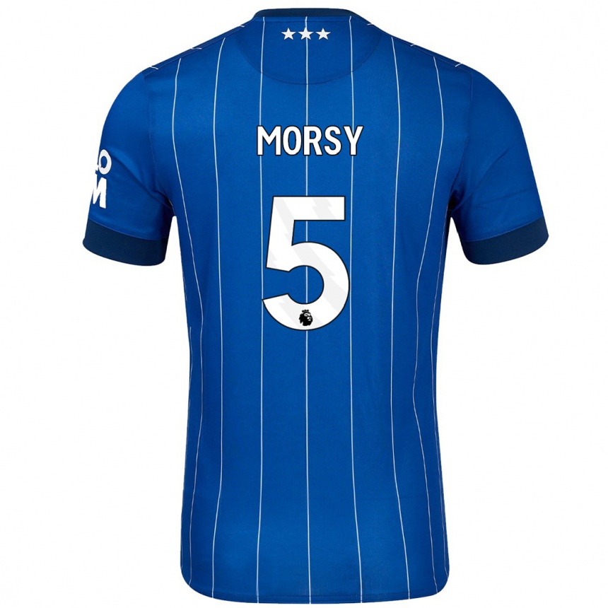 Kinder Fußball Samy Morsy #5 Marineblau Heimtrikot Trikot 2024/25 T-Shirt Luxemburg