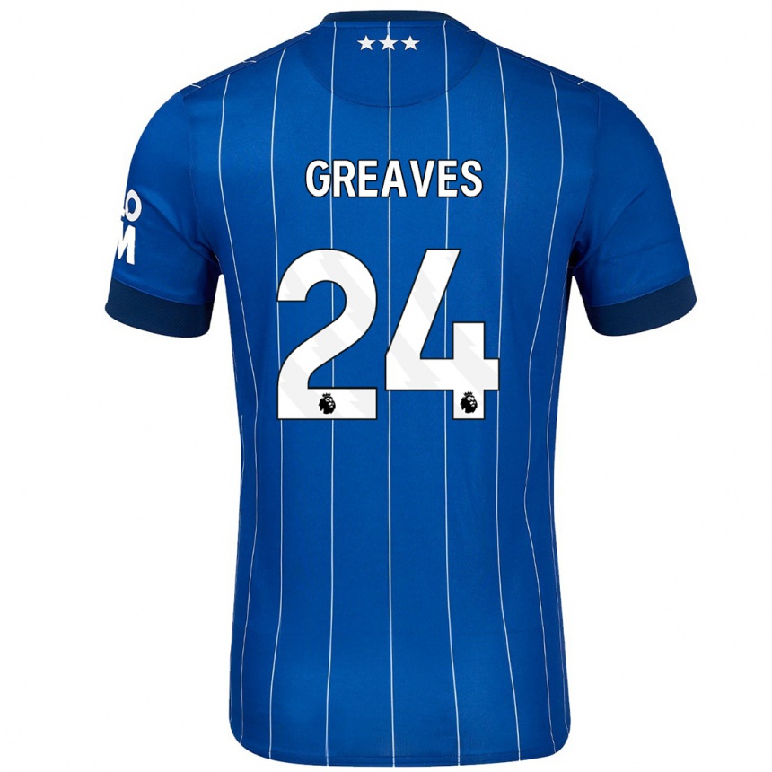 Kinder Fußball Jacob Greaves #24 Marineblau Heimtrikot Trikot 2024/25 T-Shirt Luxemburg