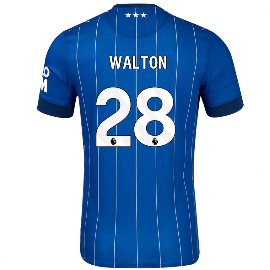 Kinder Fußball Christian Walton #28 Marineblau Heimtrikot Trikot 2024/25 T-Shirt Luxemburg