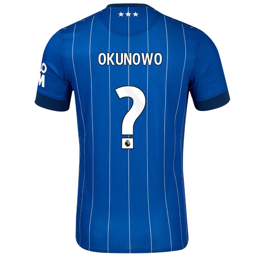 Kinder Fußball Emmanuel Okunowo #0 Marineblau Heimtrikot Trikot 2024/25 T-Shirt Luxemburg