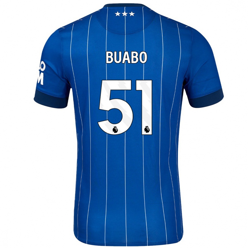 Kinder Fußball Gerard Buabo #51 Marineblau Heimtrikot Trikot 2024/25 T-Shirt Luxemburg