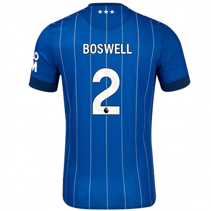 Kinder Fußball Maria Boswell #2 Marineblau Heimtrikot Trikot 2024/25 T-Shirt Luxemburg