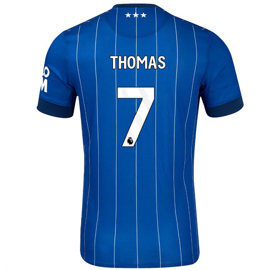 Kinder Fußball Natasha Thomas #7 Marineblau Heimtrikot Trikot 2024/25 T-Shirt Luxemburg