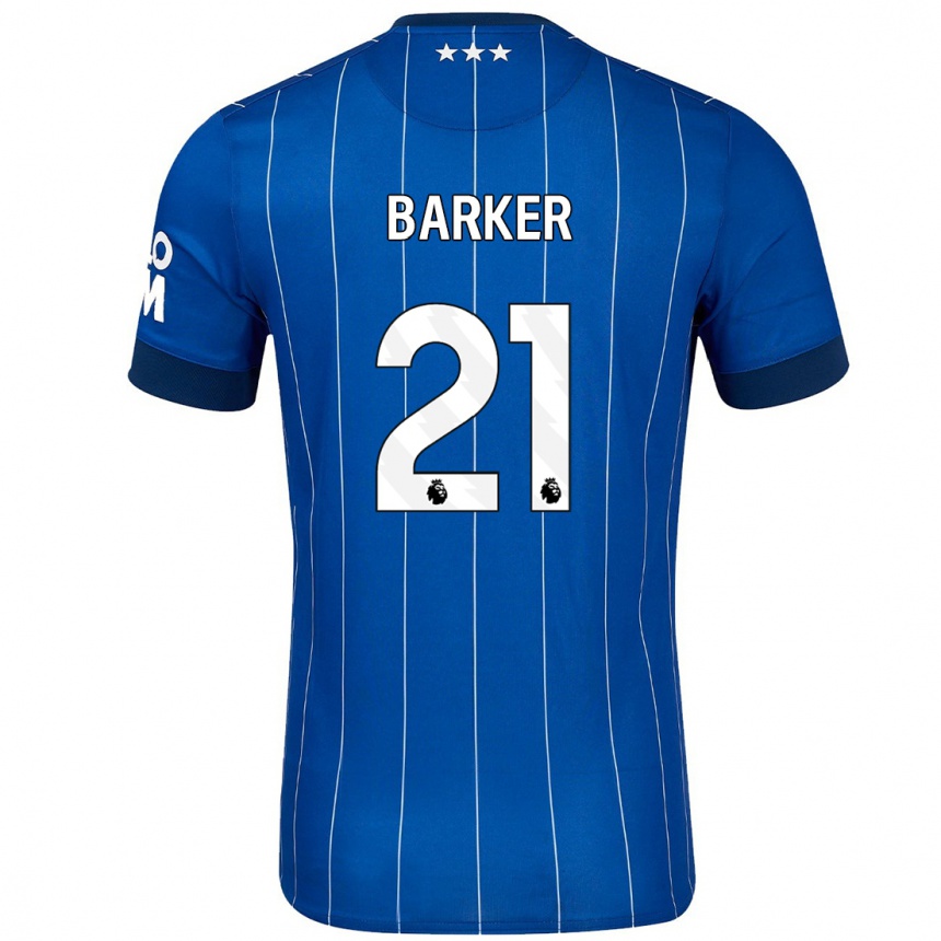 Kinder Fußball Maisy Barker #21 Marineblau Heimtrikot Trikot 2024/25 T-Shirt Luxemburg