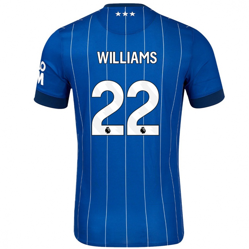 Kinder Fußball Evie Williams #22 Marineblau Heimtrikot Trikot 2024/25 T-Shirt Luxemburg