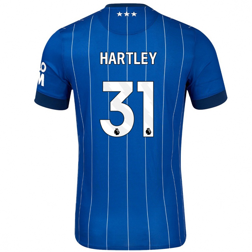 Kinder Fußball Laura Hartley #31 Marineblau Heimtrikot Trikot 2024/25 T-Shirt Luxemburg