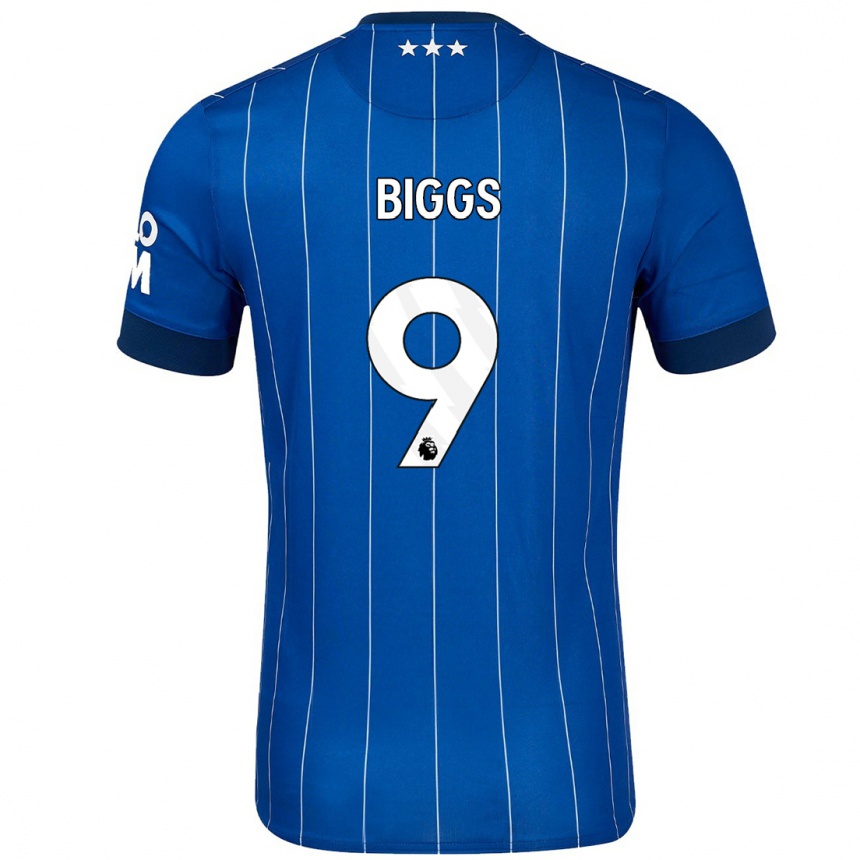 Kinder Fußball Maddie Biggs #9 Marineblau Heimtrikot Trikot 2024/25 T-Shirt Luxemburg