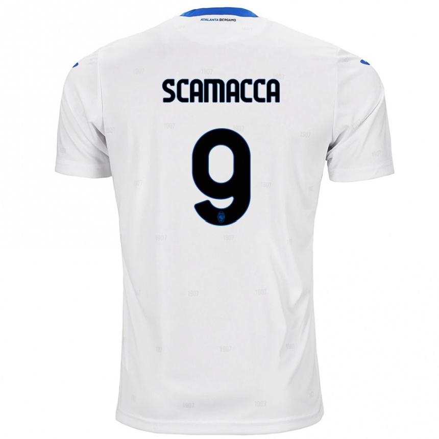 Kinder Fußball Gianluca Scamacca #9 Weiß Auswärtstrikot Trikot 2024/25 T-Shirt Luxemburg