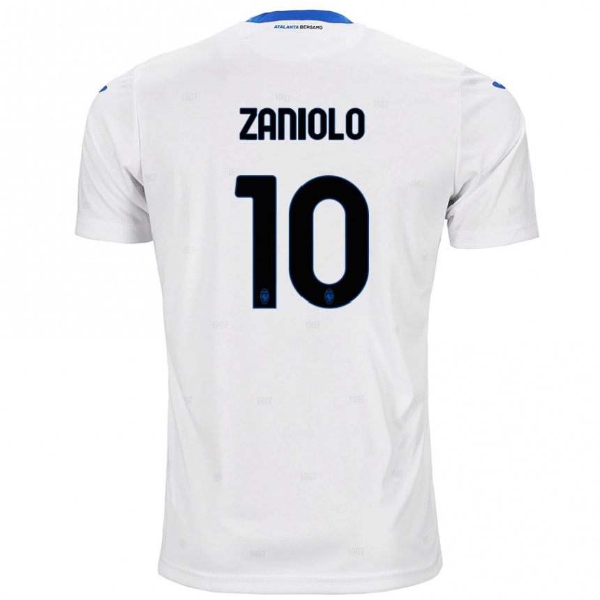 Kinder Fußball Nicolò Zaniolo #10 Weiß Auswärtstrikot Trikot 2024/25 T-Shirt Luxemburg