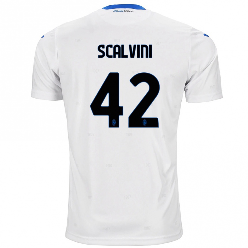 Kinder Fußball Giorgio Scalvini #42 Weiß Auswärtstrikot Trikot 2024/25 T-Shirt Luxemburg