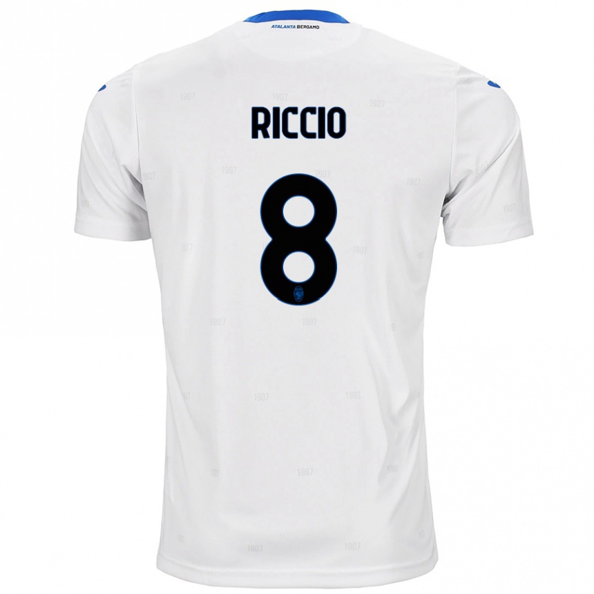 Kinder Fußball Lorenzo Riccio #8 Weiß Auswärtstrikot Trikot 2024/25 T-Shirt Luxemburg