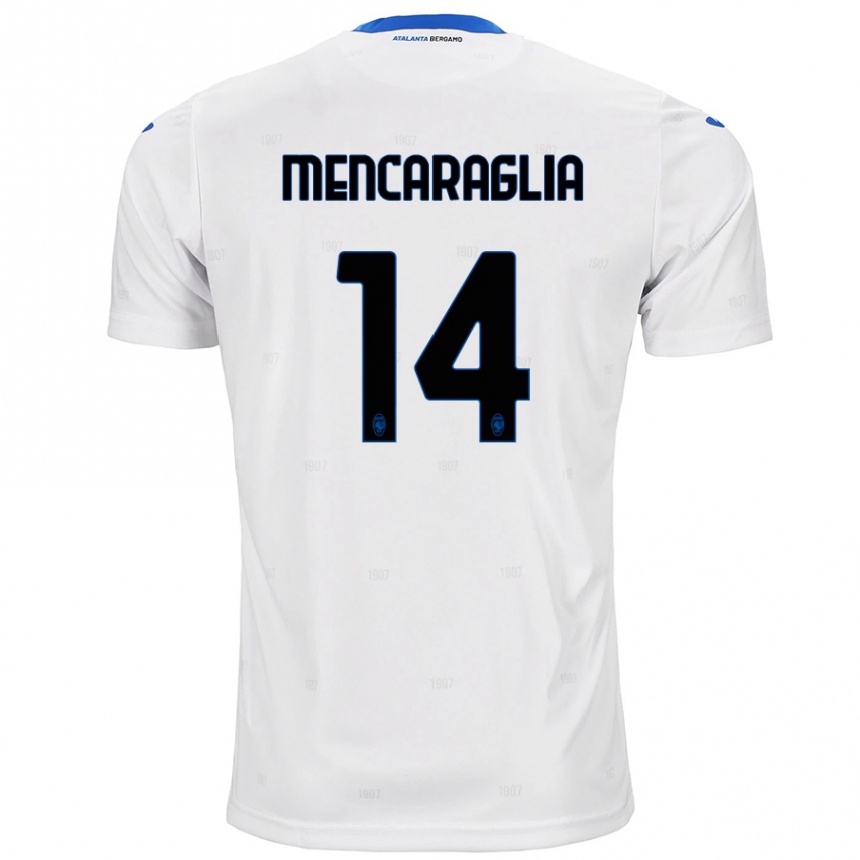 Kinder Fußball Filippo Mencaraglia #14 Weiß Auswärtstrikot Trikot 2024/25 T-Shirt Luxemburg