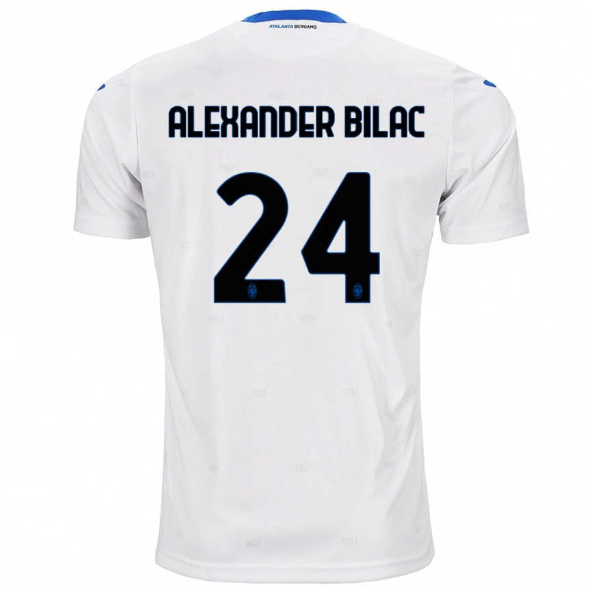 Kinder Fußball Max Alexander Bilac #24 Weiß Auswärtstrikot Trikot 2024/25 T-Shirt Luxemburg