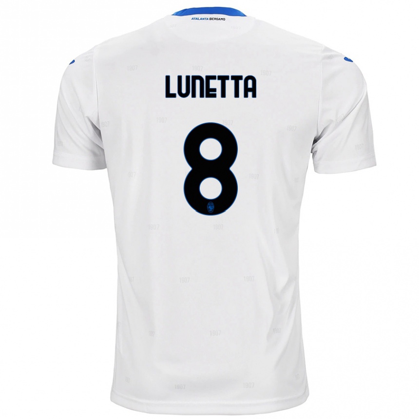 Kinder Fußball Gabriel Lunetta #8 Weiß Auswärtstrikot Trikot 2024/25 T-Shirt Luxemburg