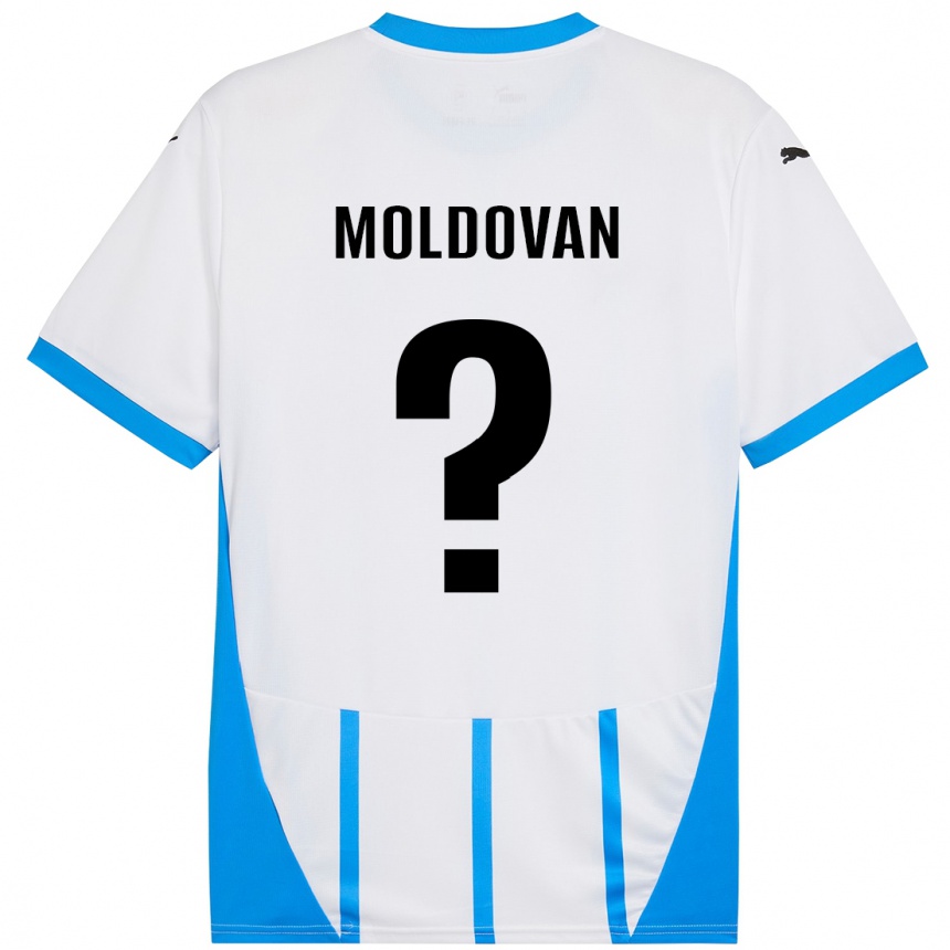 Kinder Fußball Horațiu Moldovan #0 Weiß Blau Auswärtstrikot Trikot 2024/25 T-Shirt Luxemburg