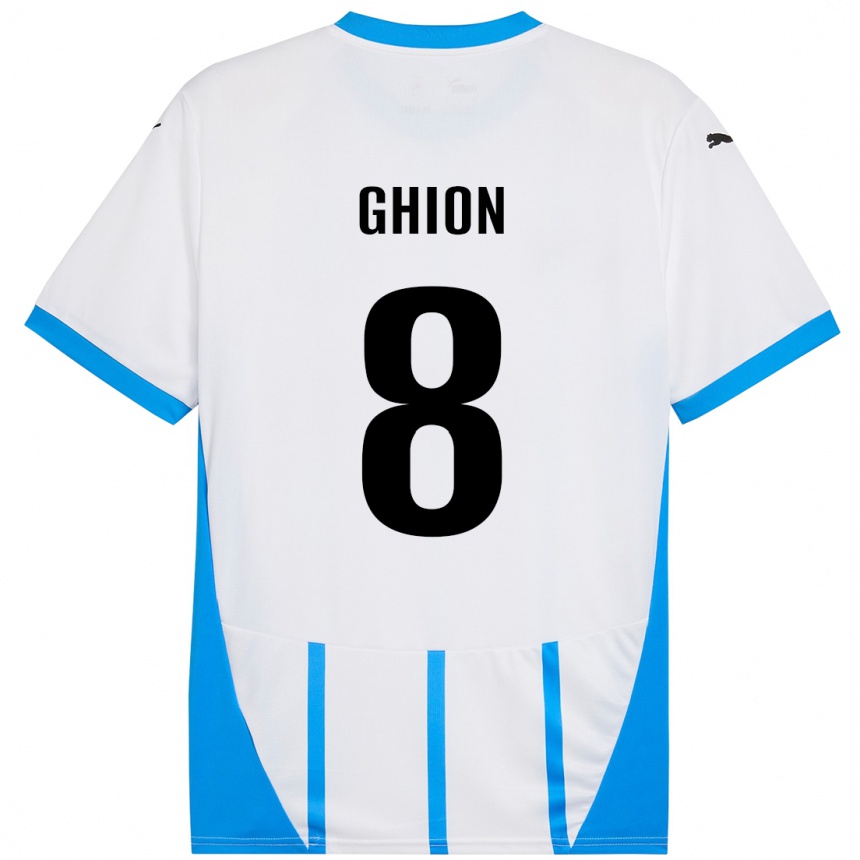 Kinder Fußball Andrea Ghion #8 Weiß Blau Auswärtstrikot Trikot 2024/25 T-Shirt Luxemburg