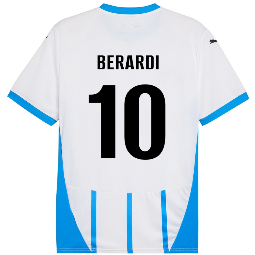 Kinder Fußball Domenico Berardi #10 Weiß Blau Auswärtstrikot Trikot 2024/25 T-Shirt Luxemburg