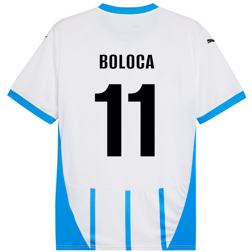 Kinder Fußball Daniel Boloca #11 Weiß Blau Auswärtstrikot Trikot 2024/25 T-Shirt Luxemburg