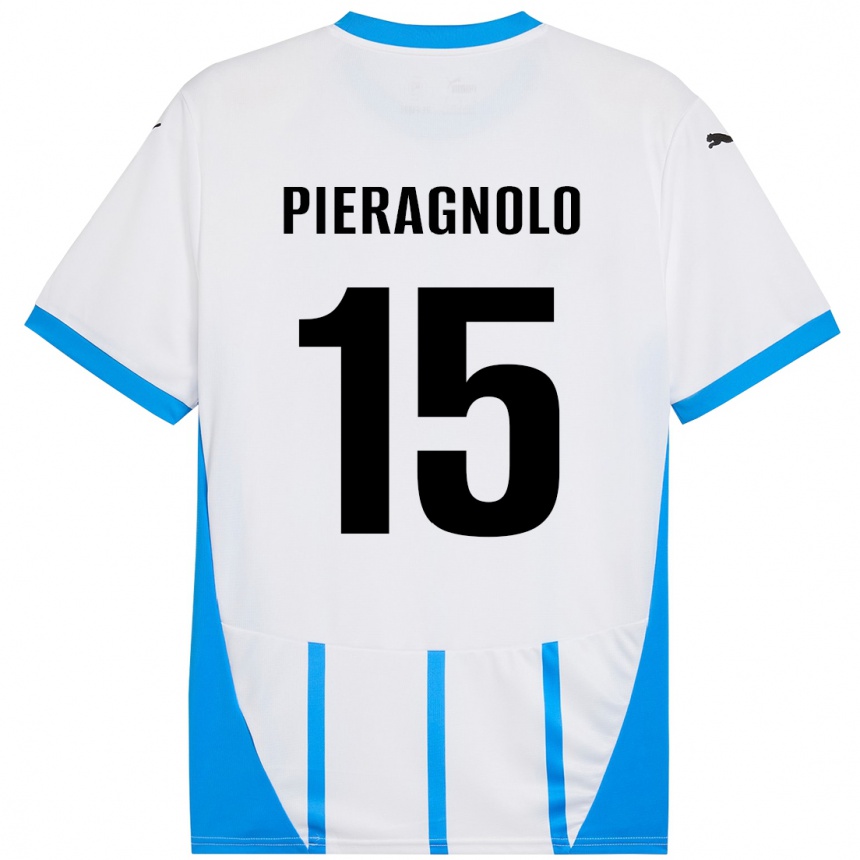 Kinder Fußball Edoardo Pieragnolo #15 Weiß Blau Auswärtstrikot Trikot 2024/25 T-Shirt Luxemburg