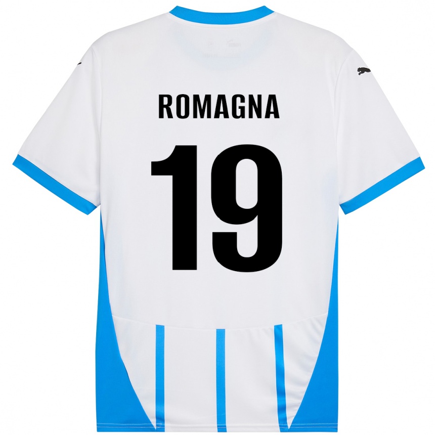 Kinder Fußball Filippo Romagna #19 Weiß Blau Auswärtstrikot Trikot 2024/25 T-Shirt Luxemburg