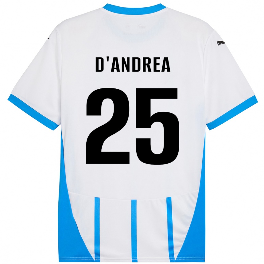 Kinder Fußball Luca D'andrea #25 Weiß Blau Auswärtstrikot Trikot 2024/25 T-Shirt Luxemburg