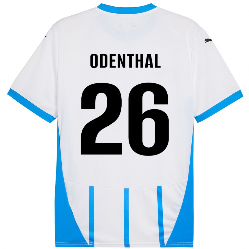 Kinder Fußball Cas Odenthal #26 Weiß Blau Auswärtstrikot Trikot 2024/25 T-Shirt Luxemburg