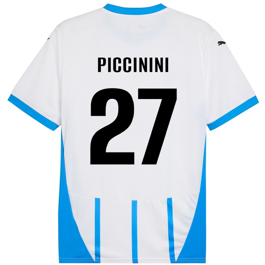 Kinder Fußball Stefano Piccinini #27 Weiß Blau Auswärtstrikot Trikot 2024/25 T-Shirt Luxemburg