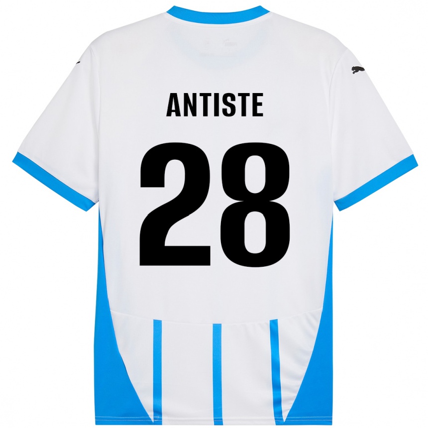 Kinder Fußball Janis Antiste #28 Weiß Blau Auswärtstrikot Trikot 2024/25 T-Shirt Luxemburg