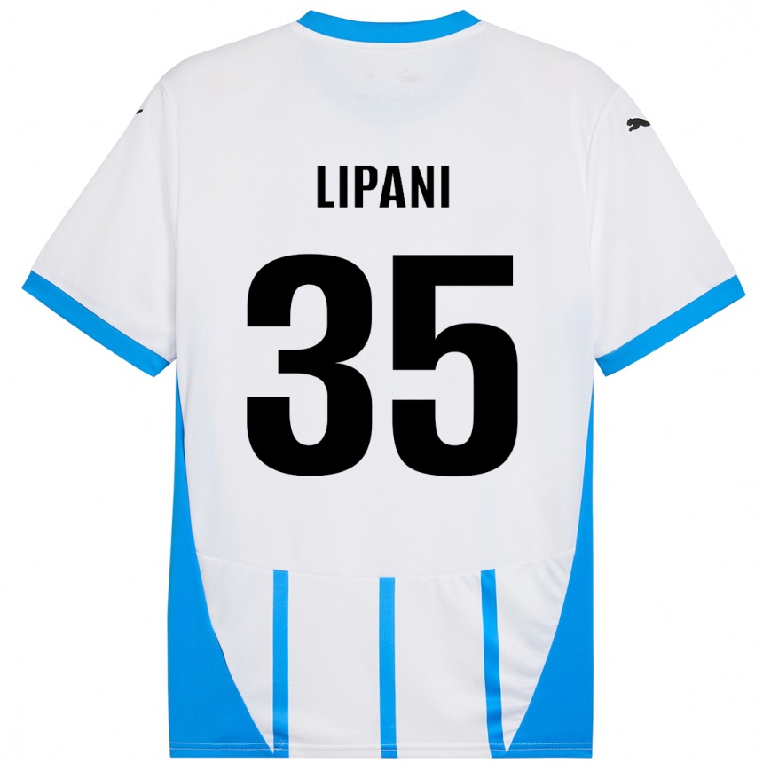 Kinder Fußball Luca Lipani #35 Weiß Blau Auswärtstrikot Trikot 2024/25 T-Shirt Luxemburg