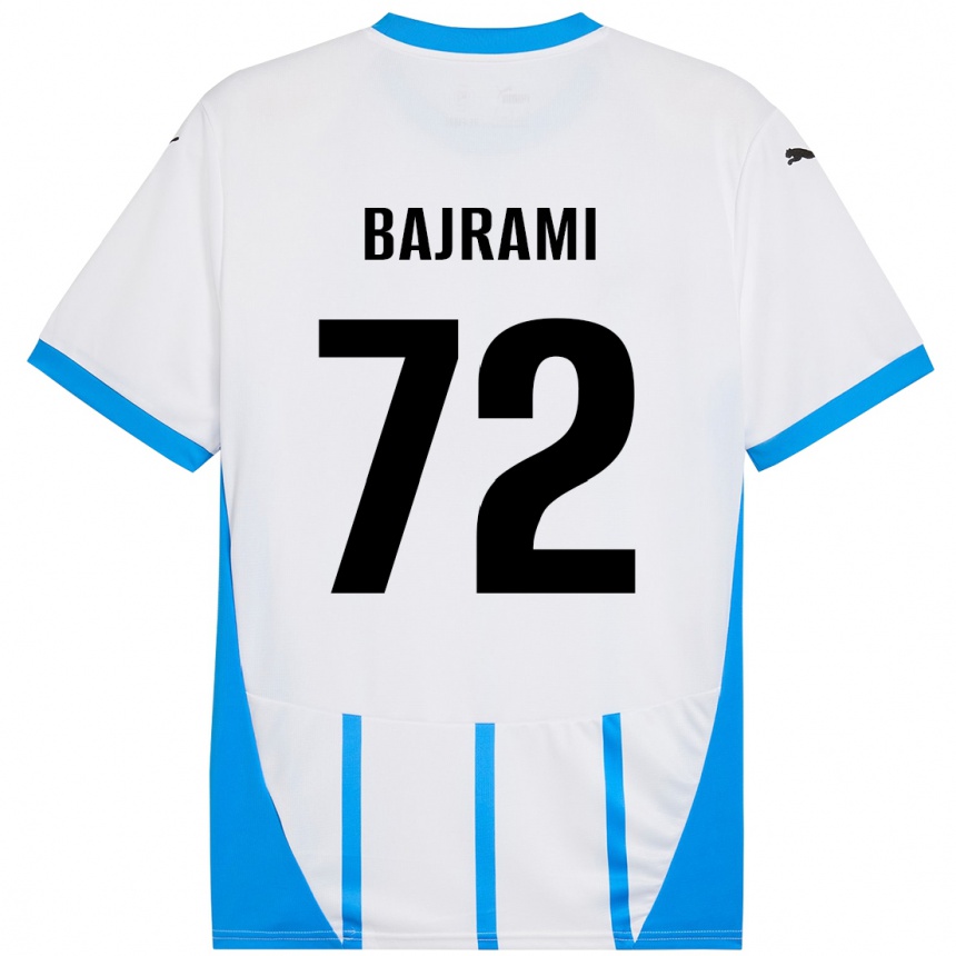 Kinder Fußball Nedim Bajrami #72 Weiß Blau Auswärtstrikot Trikot 2024/25 T-Shirt Luxemburg