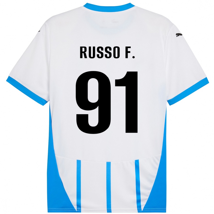 Kinder Fußball Flavio Russo #91 Weiß Blau Auswärtstrikot Trikot 2024/25 T-Shirt Luxemburg