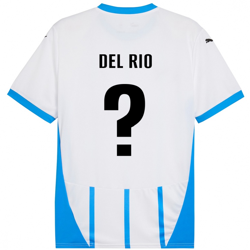 Kinder Fußball Davide Del Rio #0 Weiß Blau Auswärtstrikot Trikot 2024/25 T-Shirt Luxemburg